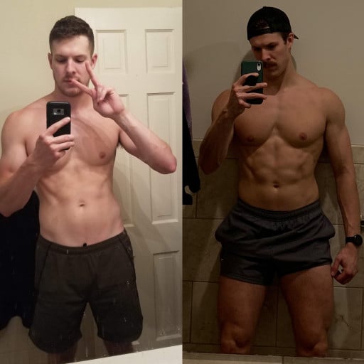6 foot 4 Male 28 lbs Muscle Gain Before and After 180 lbs to 208 lbs