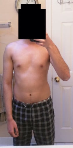 A progress pic of a 5'9" man showing a snapshot of 145 pounds at a height of 5'9