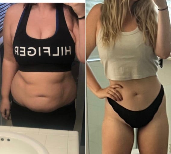 5'5 Female 40 lbs Fat Loss 205 lbs to 165 lbs