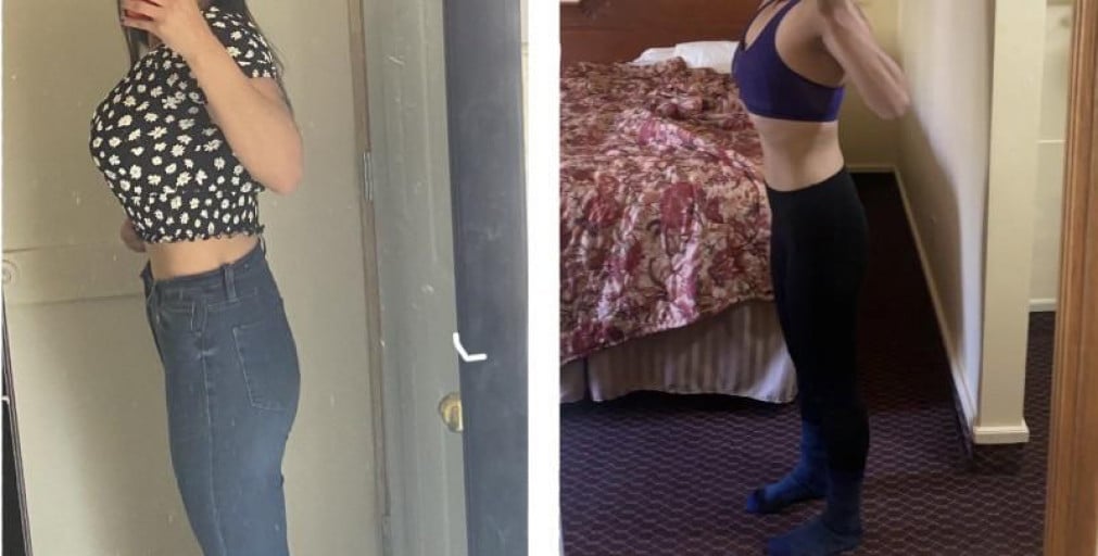 20 lbs Fat Loss Before and After 5'3 Female 160 lbs to 140 lbs