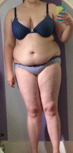 A picture of a 5'5" female showing a snapshot of 201 pounds at a height of 5'5