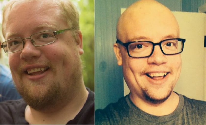 A picture of a 6'3" male showing a weight loss from 355 pounds to 295 pounds. A net loss of 60 pounds.