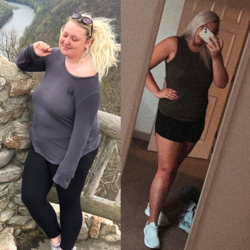 5 feet 8 Female 52 lbs Weight Loss Before and After 252 lbs to 200 lbs