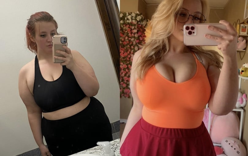 52 lbs Weight Loss Before and After 5 feet 4 Female 255 lbs to 203 lbs