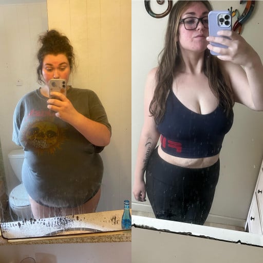 150 lbs Fat Loss Before and After 5 foot 6 Female 340 lbs to 190 lbs