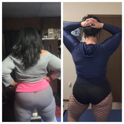 5'8 Female Before and After 32 lbs Weight Loss 280 lbs to 248 lbs
