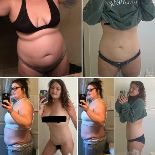 78 lbs Fat Loss Before and After 5 feet 7 Female 270 lbs to 192 lbs