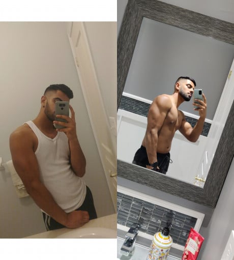 Before and After 20 lbs Weight Gain 5'8 Male 145 lbs to 165 lbs