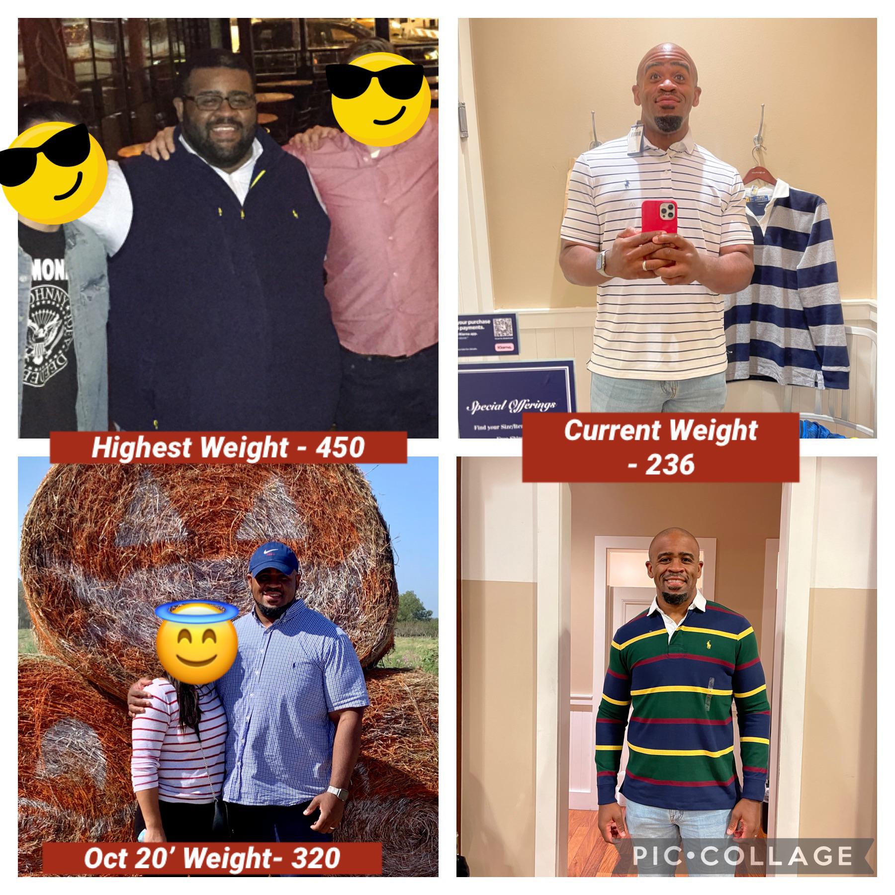 Before and After 214 lbs Weight Loss 5 foot 11 Male 450 lbs to 236 lbs