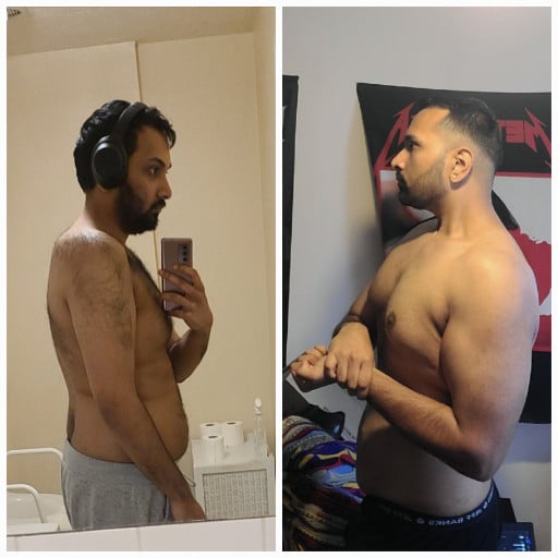 Before and After 4 lbs Fat Loss 5 feet 11 Male 189 lbs to 185 lbs