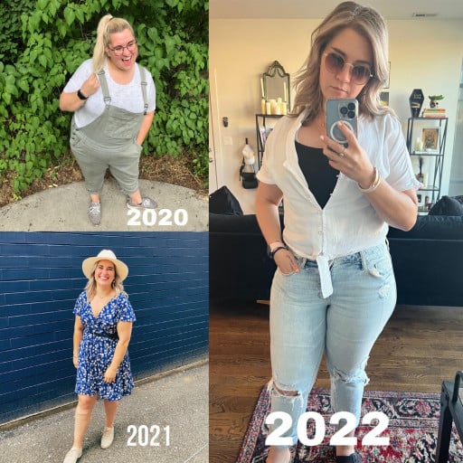 Before and After 120 lbs Fat Loss 5 feet 4 Female 290 lbs to 170 lbs