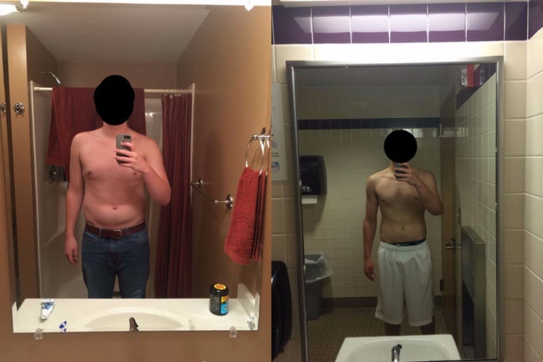 A photo of a 6'1" man showing a weight cut from 220 pounds to 195 pounds. A total loss of 25 pounds.