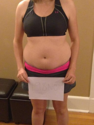 A photo of a 5'9" woman showing a snapshot of 178 pounds at a height of 5'9