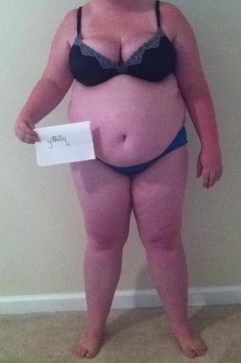 A picture of a 5'1" female showing a snapshot of 192 pounds at a height of 5'1