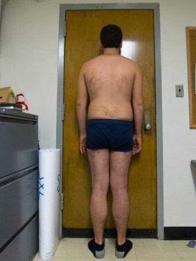 A before and after photo of a 5'10" male showing a snapshot of 193 pounds at a height of 5'10
