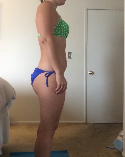 A progress pic of a 5'6" woman showing a snapshot of 163 pounds at a height of 5'6