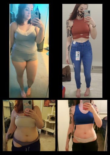 Progress Pics of 60 lbs Fat Loss 5'4 Female 185 lbs to 125 lbs