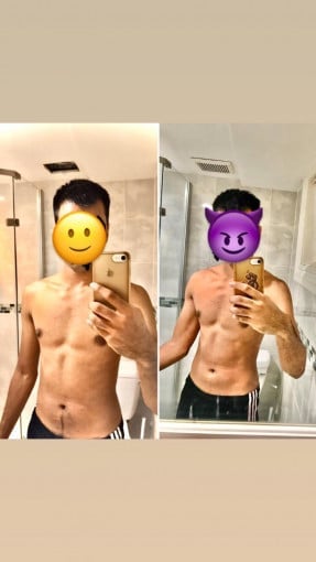 15 lbs Muscle Gain Before and After 5 feet 7 Male 110 lbs to 125 lbs