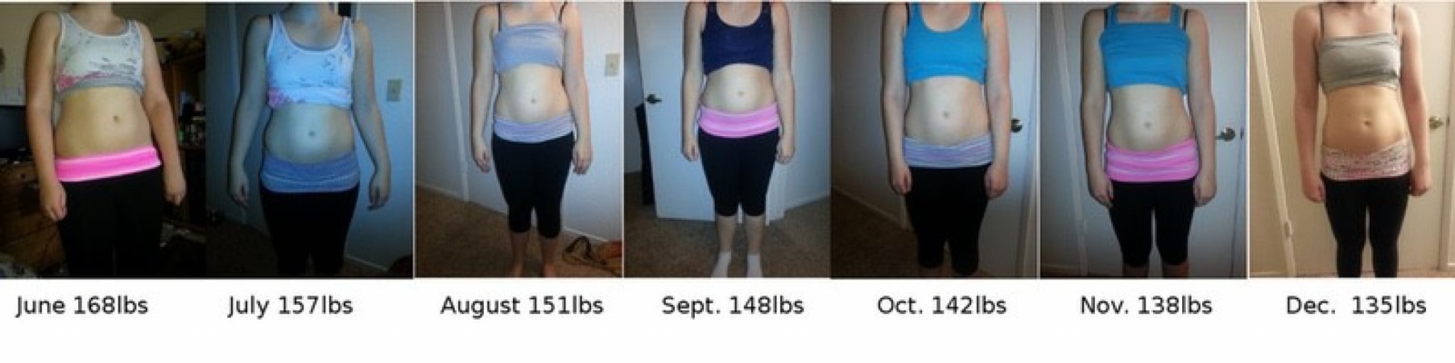 A photo of a 5'6" woman showing a weight reduction from 175 pounds to 135 pounds. A net loss of 40 pounds.