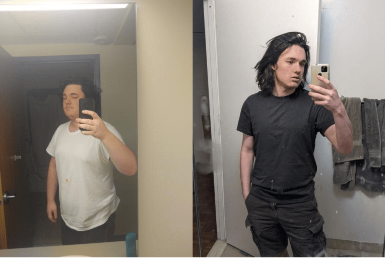 6 foot Male Before and After 75 lbs Weight Loss 250 lbs to 175 lbs