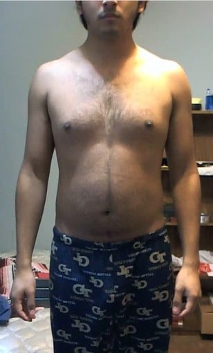 A photo of a 5'9" man showing a weight loss from 163 pounds to 160 pounds. A respectable loss of 3 pounds.