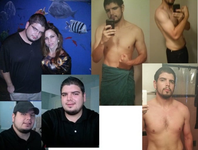 A picture of a 6'2" male showing a weight loss from 309 pounds to 193 pounds. A net loss of 116 pounds.