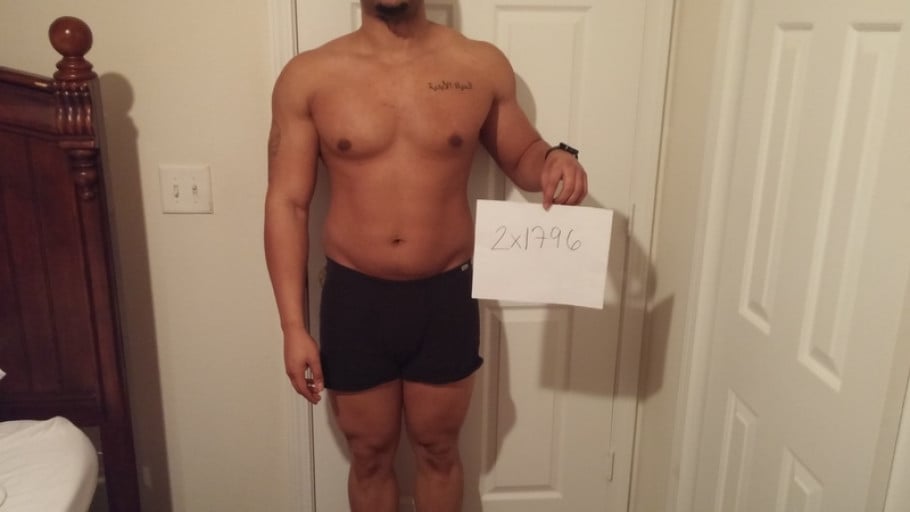 A photo of a 6'0" man showing a snapshot of 250 pounds at a height of 6'0
