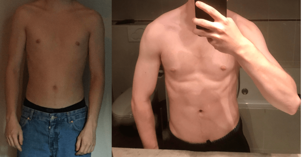 Before and After 13 lbs Weight Gain 5 feet 8 Male 121 lbs to 134 lbs