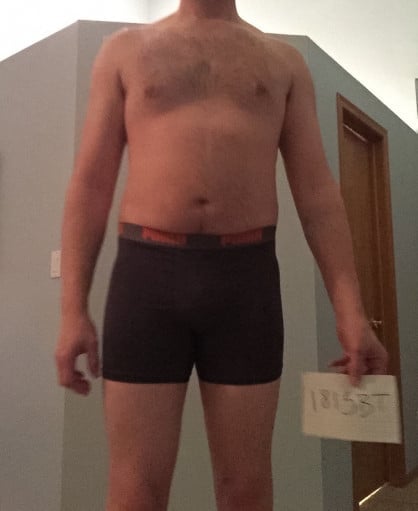 A photo of a 6'5" man showing a snapshot of 245 pounds at a height of 6'5