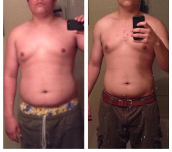A progress pic of a 5'10" man showing a fat loss from 225 pounds to 198 pounds. A respectable loss of 27 pounds.