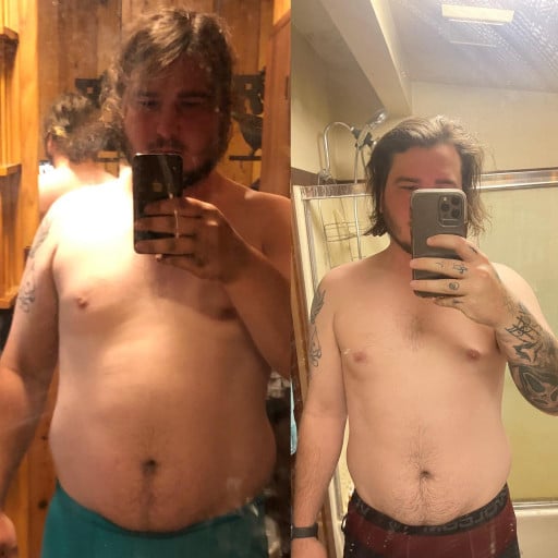 Before and After 30 lbs Weight Loss 6 feet 2 Male 265 lbs to 235 lbs