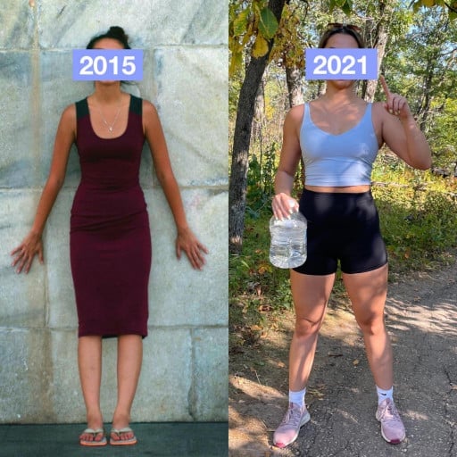 5 feet 9 Female Before and After 30 lbs Muscle Gain 135 lbs to 165 lbs