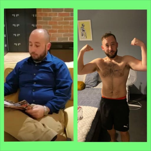 62 lbs Weight Loss Before and After 5 feet 6 Male 208 lbs to 146 lbs
