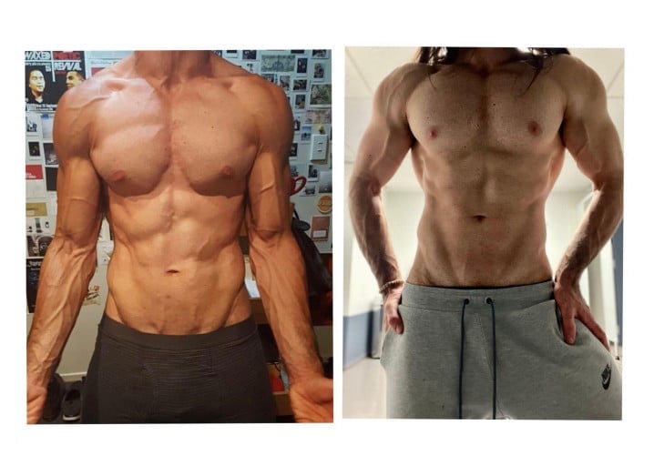 5 foot 10 Male Progress Pics of 11 lbs Weight Gain 165 lbs to 176 lbs