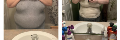 55 lbs Fat Loss Before and After 5 foot 6 Female 289 lbs to 234 lbs