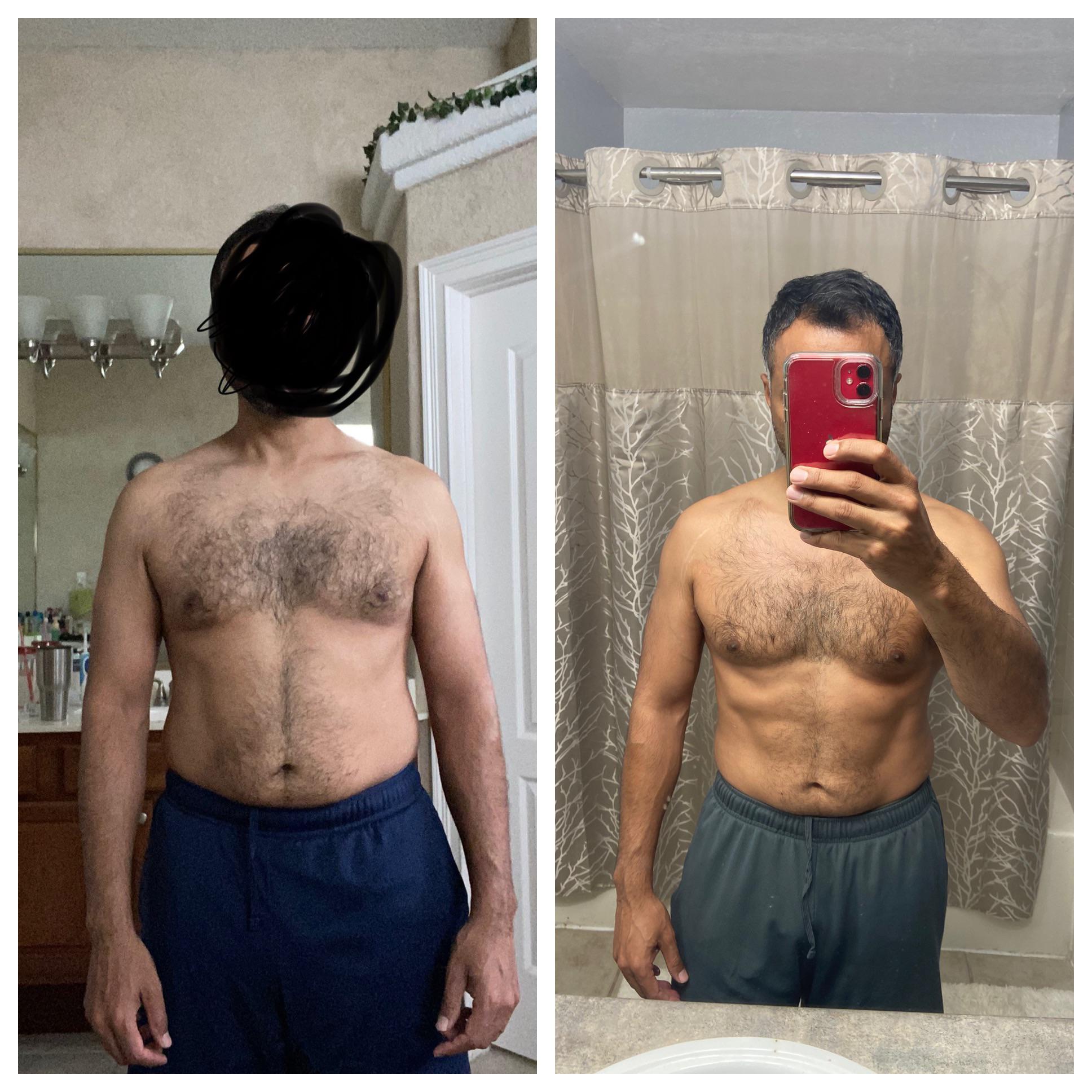Before and After 5 lbs Weight Loss 5 foot 7 Male 155 lbs to 150 lbs