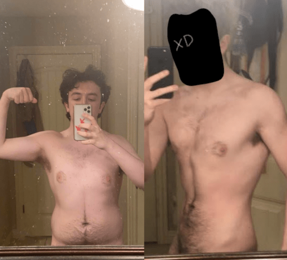 168 lbs Fat Loss Before and After 5 foot 7 Male 190 lbs to 22 lbs