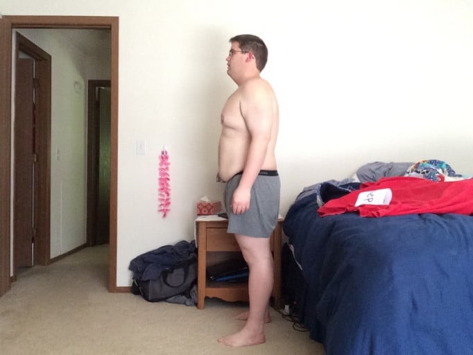 A photo of a 5'7" man showing a snapshot of 235 pounds at a height of 5'7