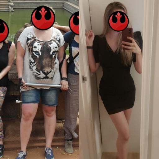 5 foot 7 Female Before and After 120 lbs Fat Loss 265 lbs to 145 lbs