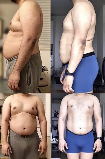 A picture of a 5'11" male showing a weight loss from 231 pounds to 221 pounds. A net loss of 10 pounds.