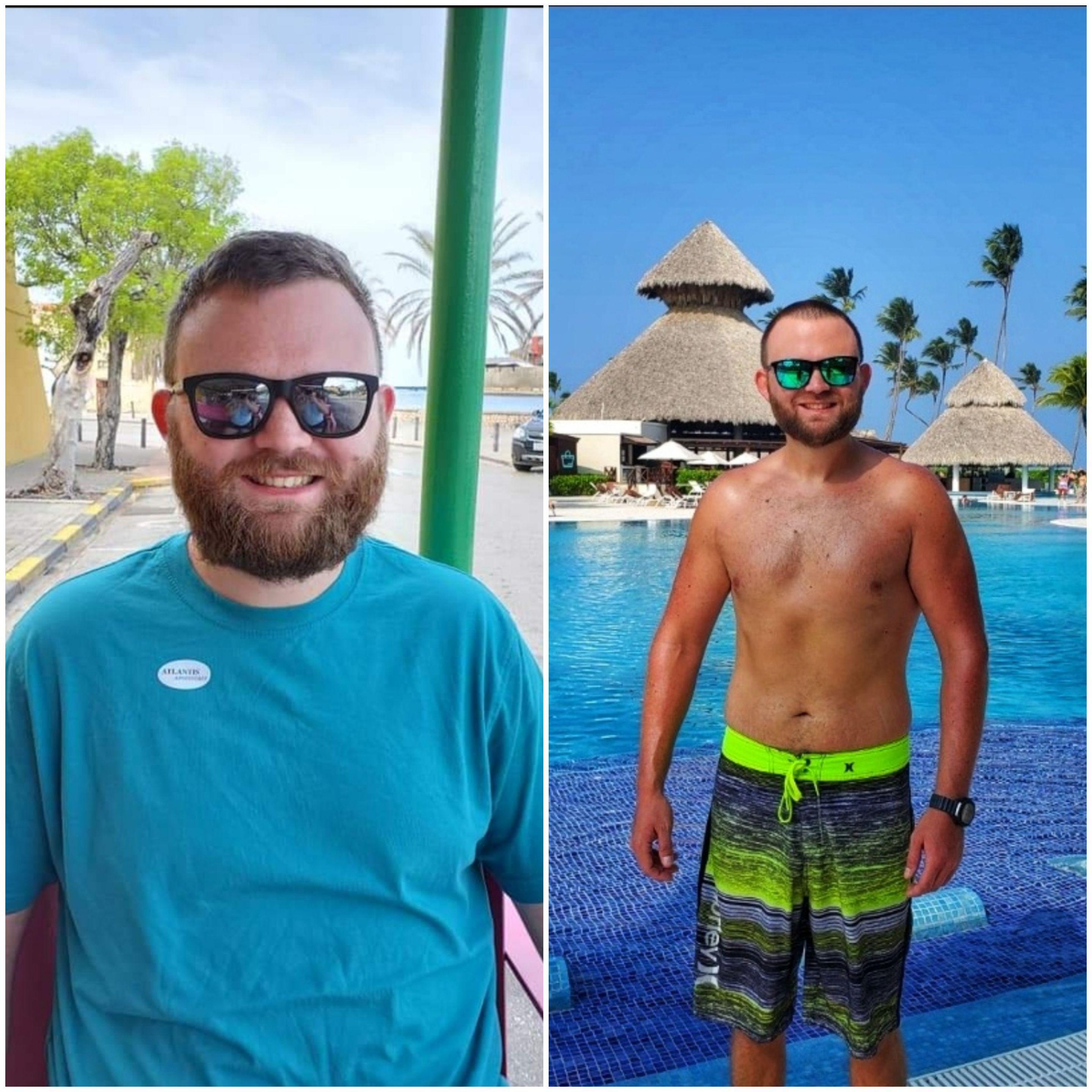 42 lbs Fat Loss Before and After 6 foot Male 220 lbs to 178 lbs