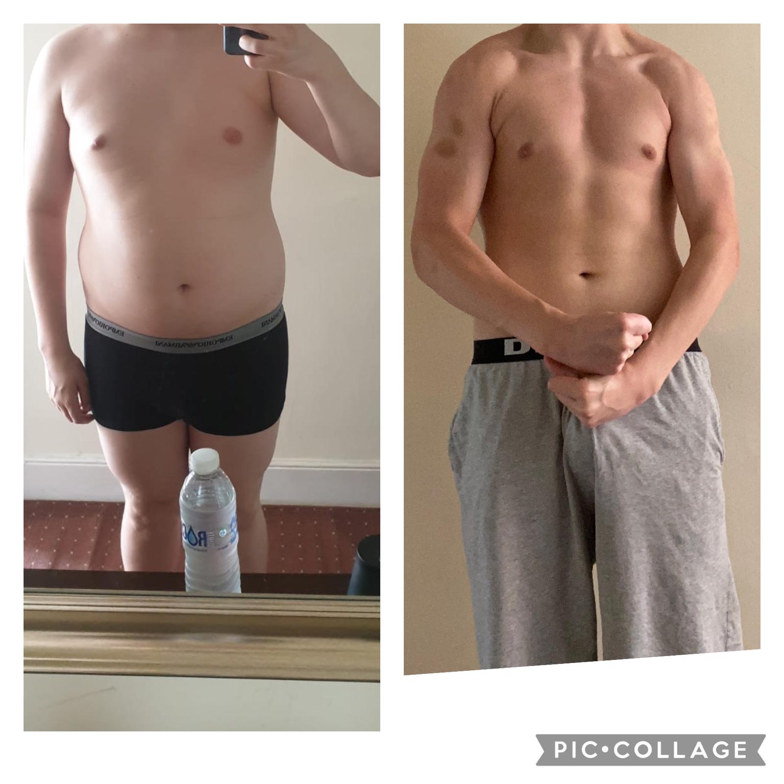 5 feet 10 Male Before and After 46 lbs Fat Loss 206 lbs to 160 lbs