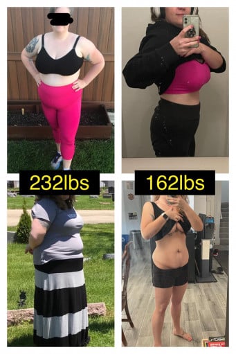 5'7 Female Progress Pics of 68 lbs Fat Loss 232 lbs to 164 lbs
