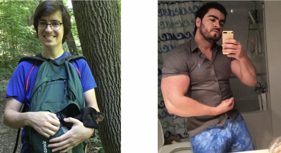 Before and After 50 lbs Weight Gain 5 foot 9 Male 140 lbs to 190 lbs