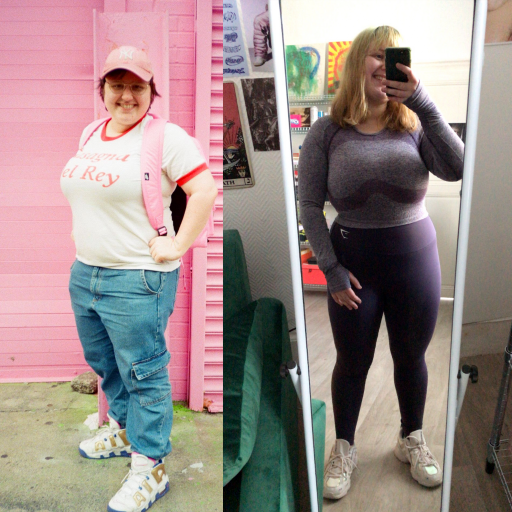 A picture of a 5'0" female showing a weight loss from 181 pounds to 152 pounds. A net loss of 29 pounds.