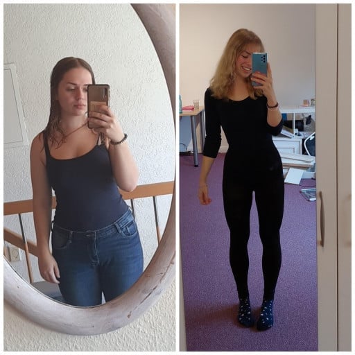 5'2 Female Before and After 31 lbs Fat Loss 150 lbs to 119 lbs