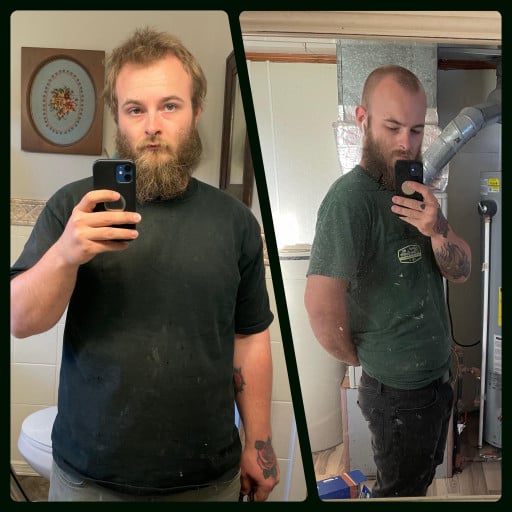 Before and After 41 lbs Weight Loss 5 foot 7 Male 215 lbs to 174 lbs