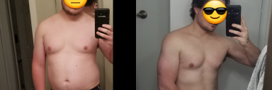 Before and After 15 lbs Weight Loss 5'8 Male 195 lbs to 180 lbs
