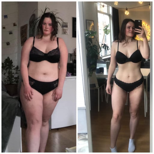5 foot 7 Female Before and After 85 lbs Fat Loss 245 lbs to 160 lbs