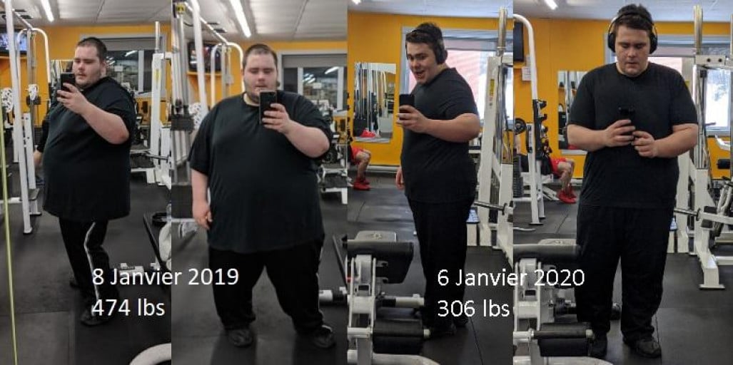 5 feet 6 Male Before and After 168 lbs Weight Loss 474 lbs to 306 lbs